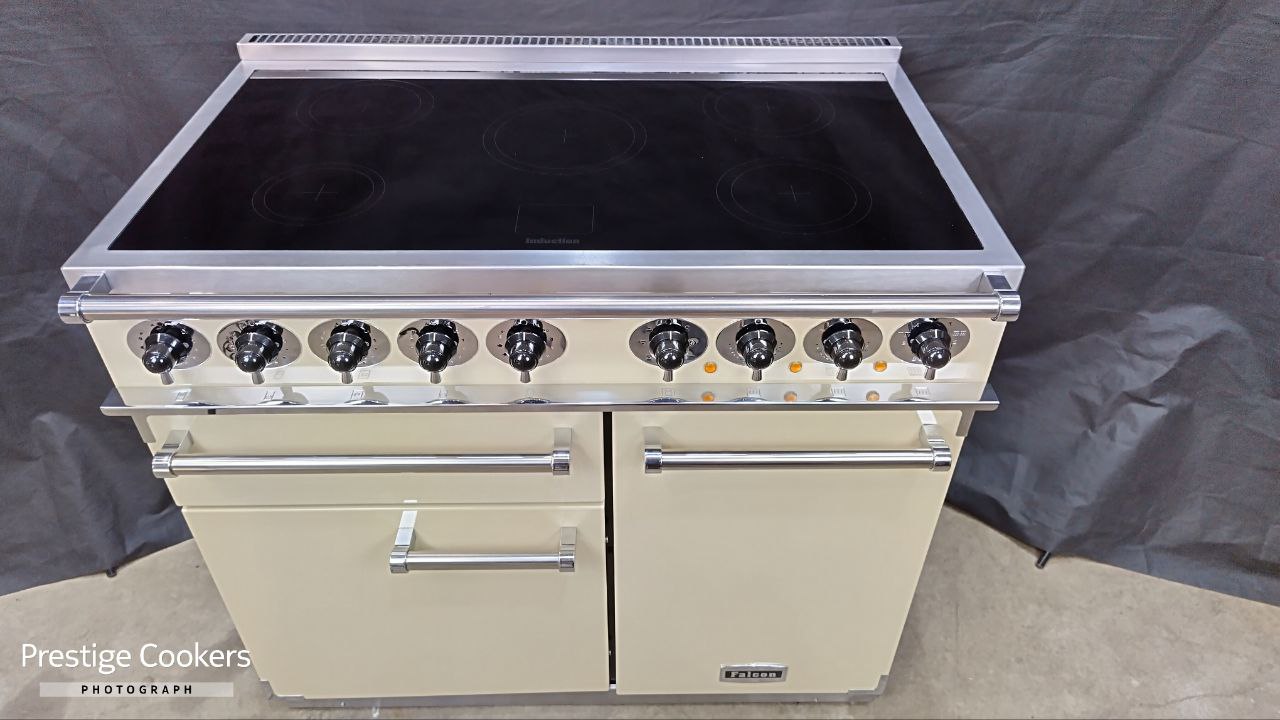 Falcon 1000 Deluxe Induction/Electric Range Cooker, Cream/Chrome