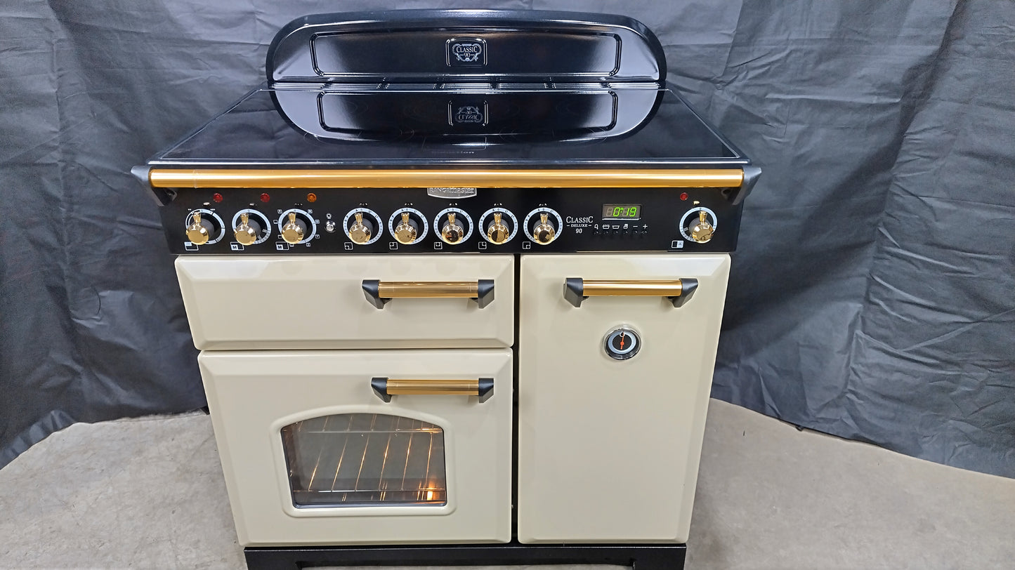 Rangemaster Classic Deluxe 90 cm Induction/Electric Range Cooker, Cream
