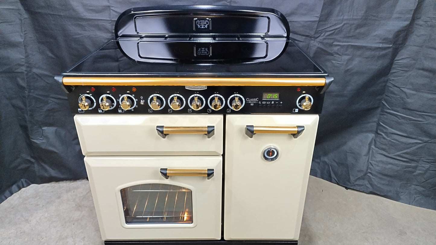 Rangemaster Classic Deluxe 90 cm Induction/Electric Range Cooker, Cream