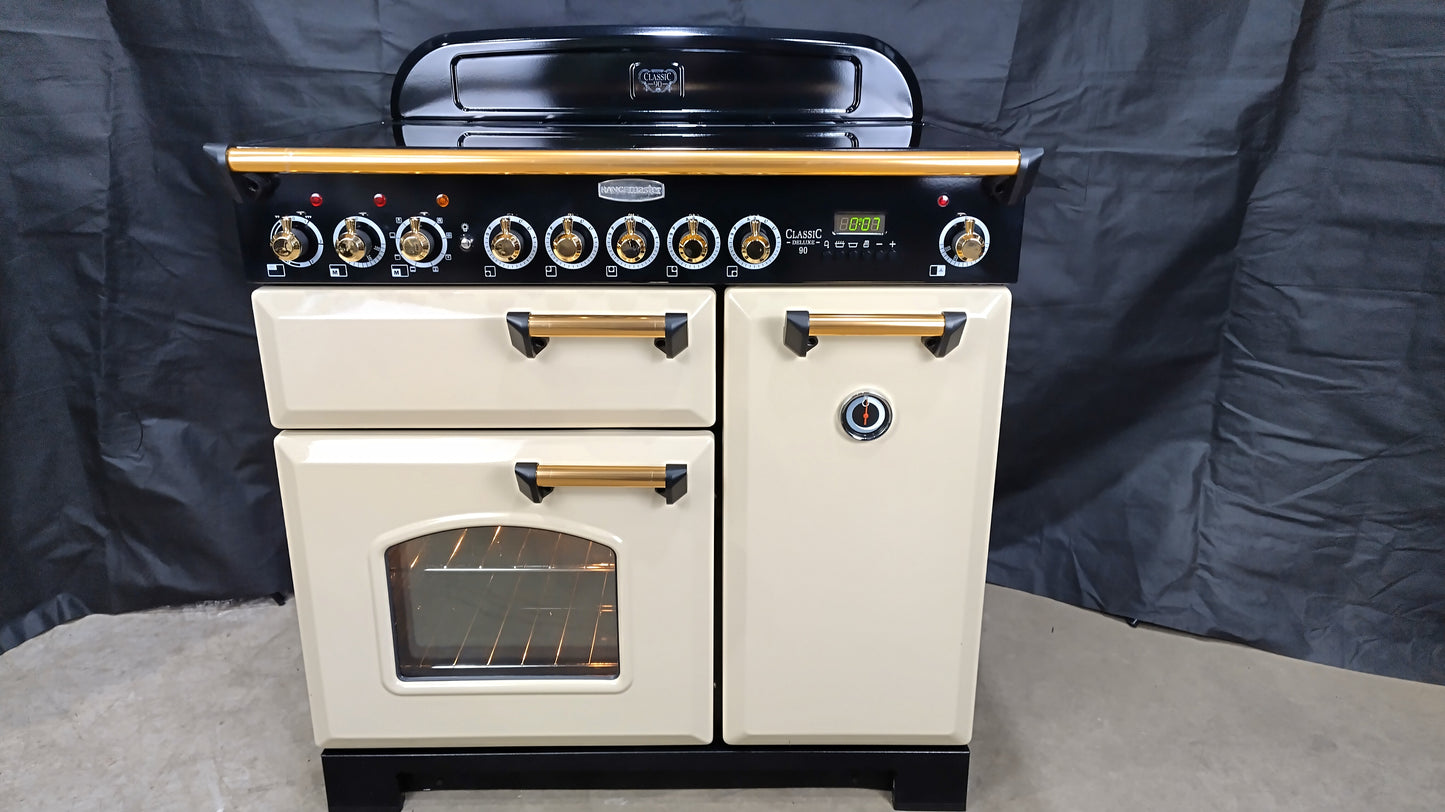 Rangemaster Classic Deluxe 90 cm Induction/Electric Range Cooker, Cream