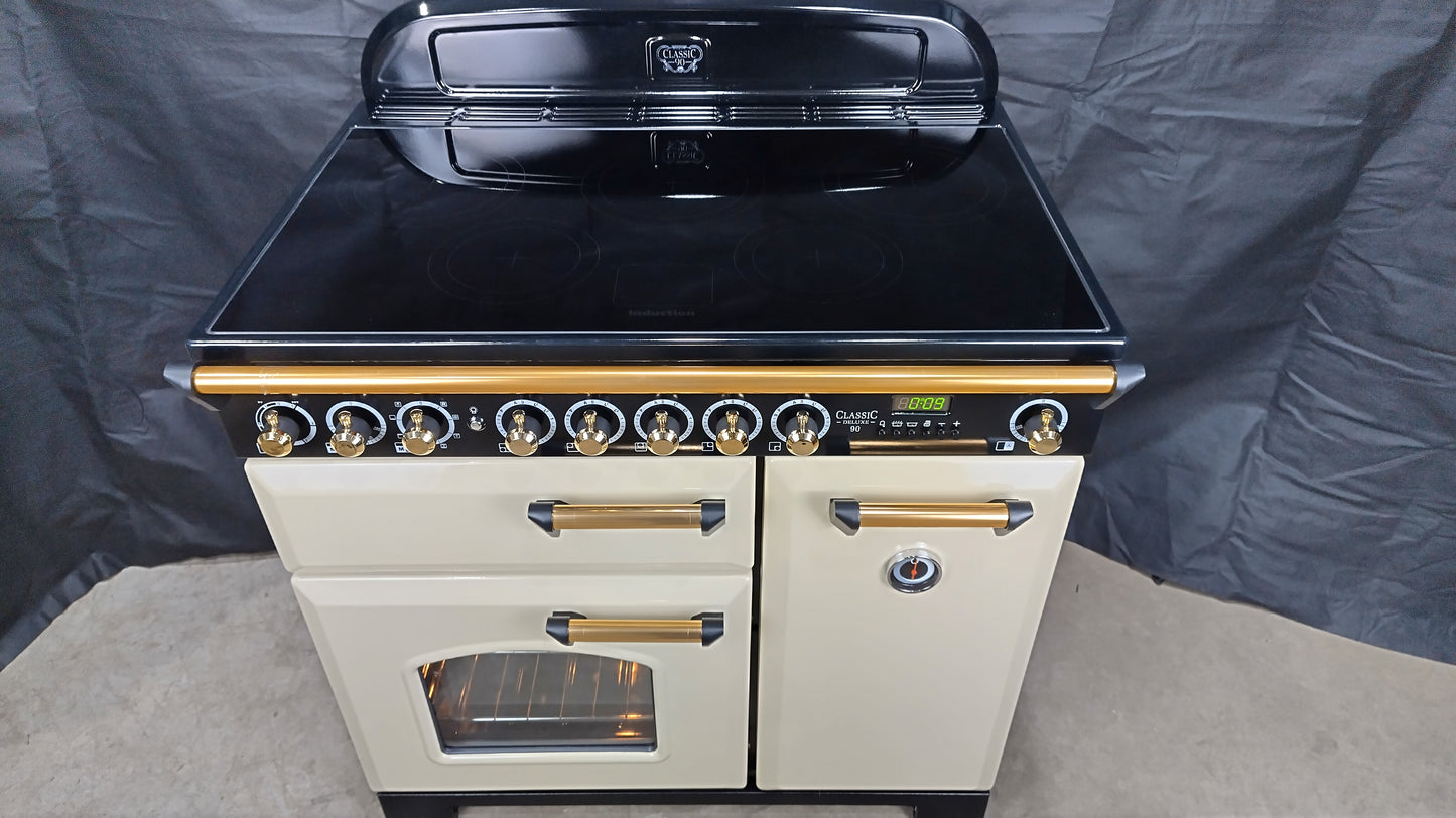 Rangemaster Classic Deluxe 90 cm Induction/Electric Range Cooker, Cream
