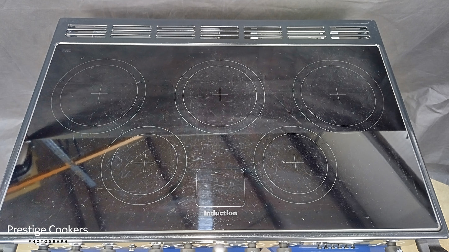 Rangemaster Classic Deluxe 90 cm Induction/Electric Range Cooker, Blue/Chrome