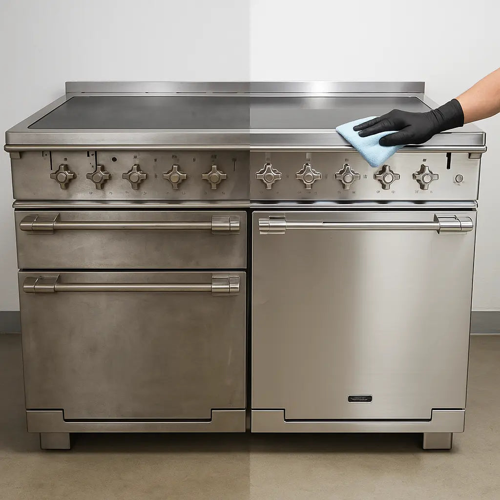 Refurbished cooker in showroom condition after professional deep cleaning and restoration