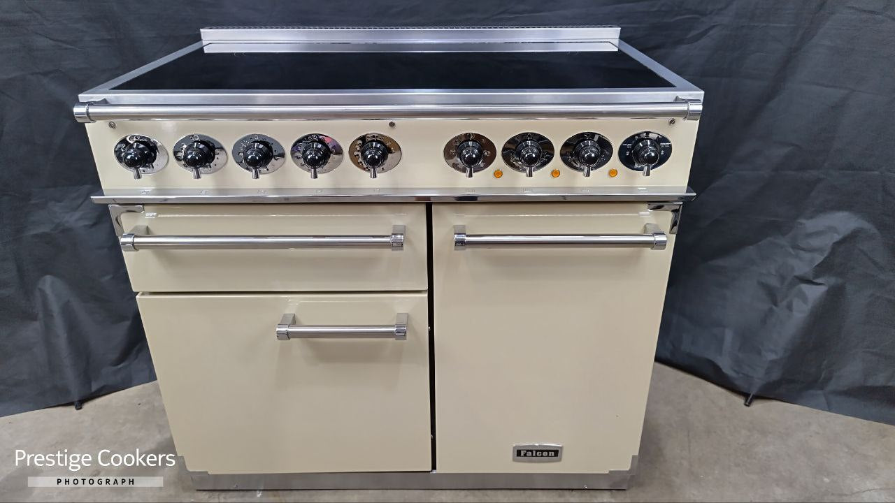 Falcon 1000 Deluxe Induction/Electric Range Cooker, Cream/Chrome
