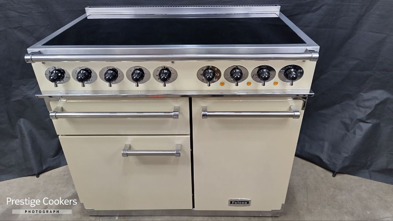 Falcon 1000 Deluxe Induction/Electric Range Cooker, Cream/Chrome