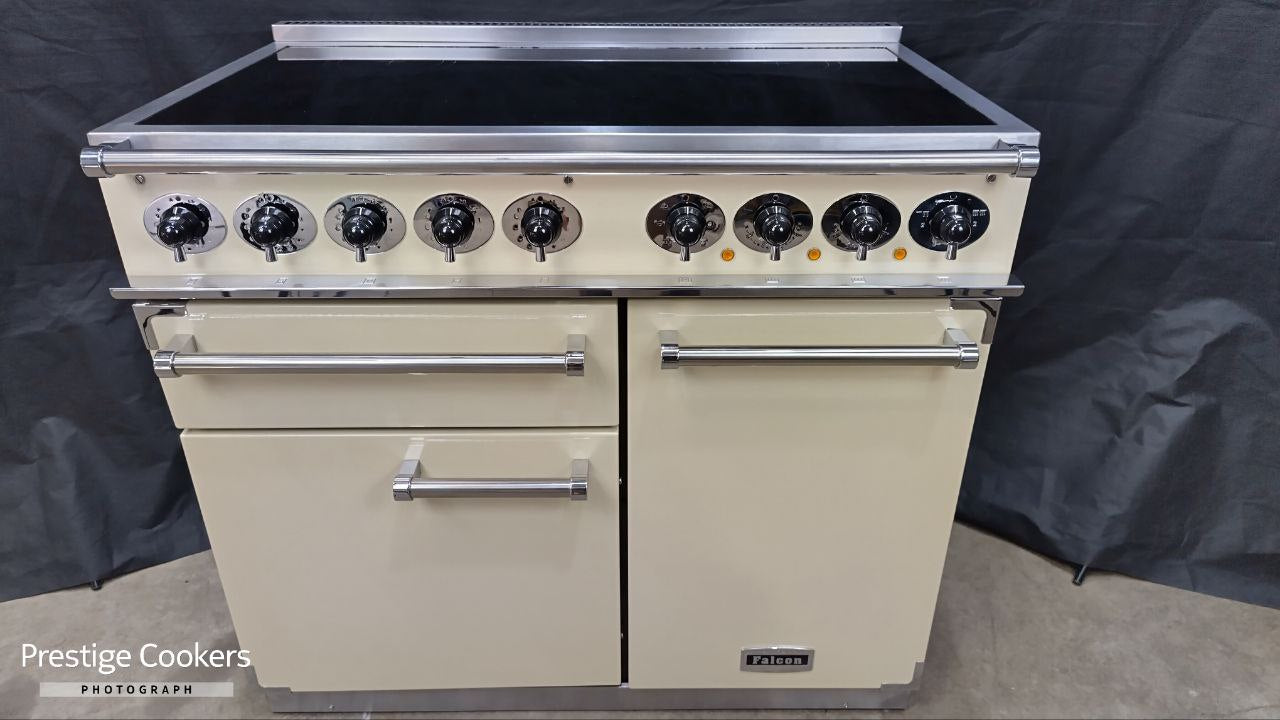 Falcon 1000 Deluxe Induction/Electric Range Cooker, Cream/Chrome