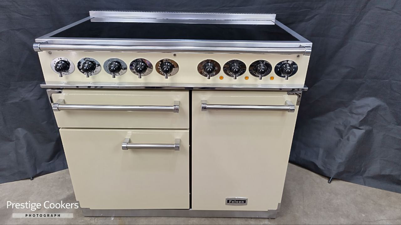 Falcon 1000 Deluxe Induction/Electric Range Cooker, Cream/Chrome