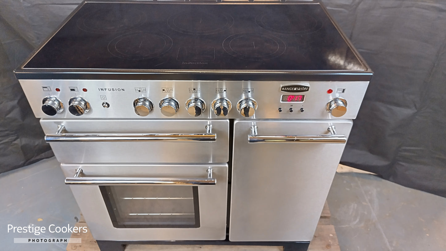 Rangemaster Infusion 90cm Induction/Electric Range Cooker, Stainless steel