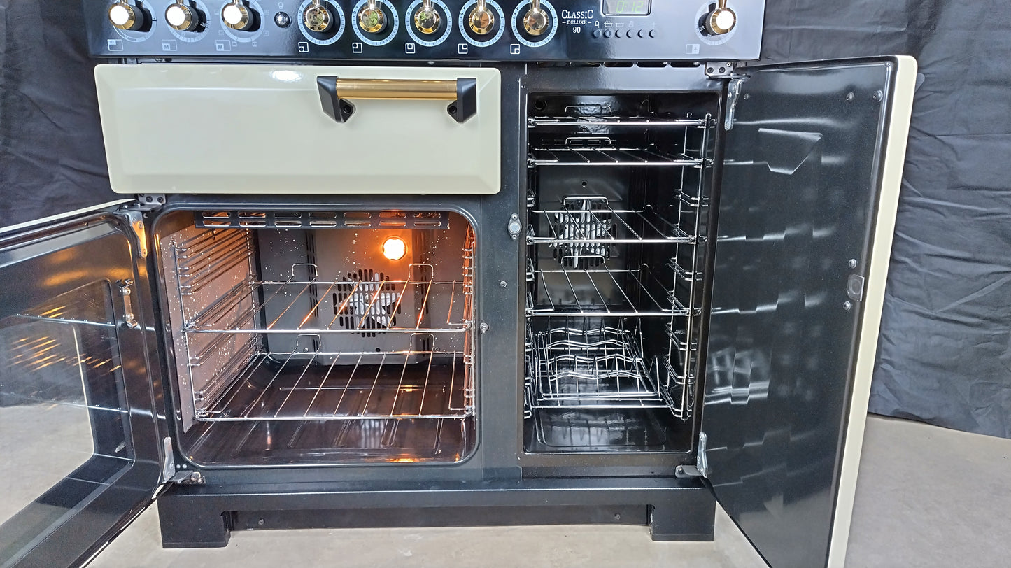 Rangemaster Classic Deluxe 90 cm Induction/Electric Range Cooker, Cream