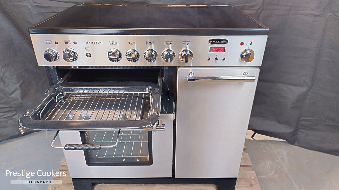 Rangemaster Infusion 90cm Induction/Electric Range Cooker, Stainless steel
