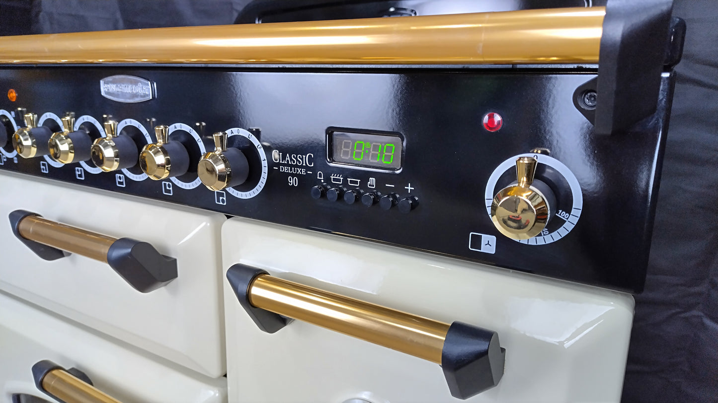 Rangemaster Classic Deluxe 90 cm Induction/Electric Range Cooker, Cream
