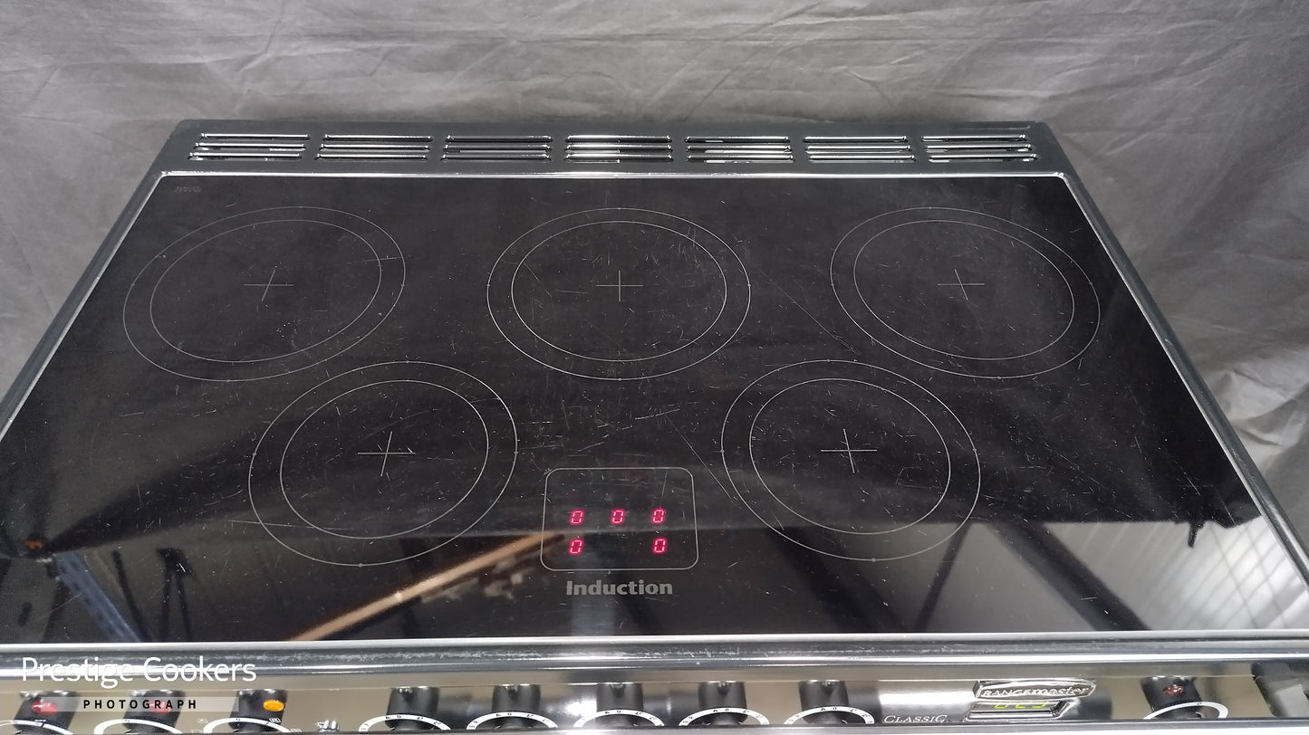Rangemaster Classic Deluxe 90 cm Induction/Electric Range Cooker, Blue/Chrome
