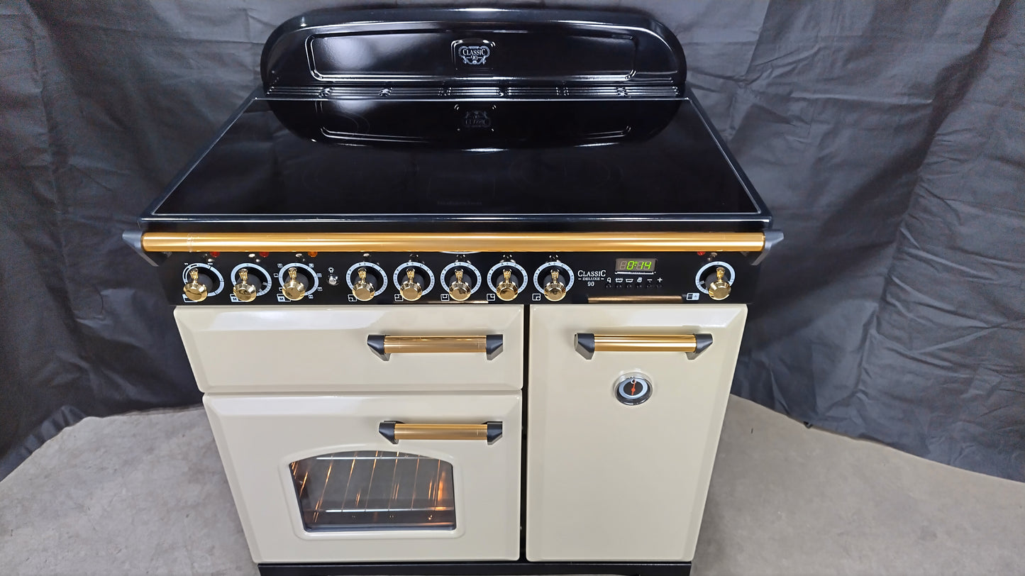 Rangemaster Classic Deluxe 90 cm Induction/Electric Range Cooker, Cream
