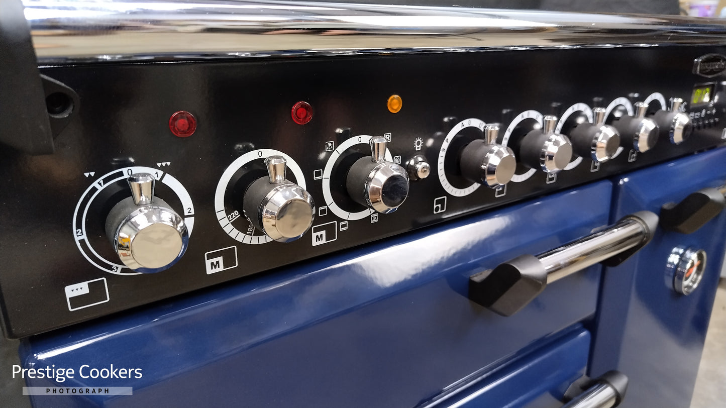 Rangemaster Classic Deluxe 90 cm Induction/Electric Range Cooker, Blue/Chrome
