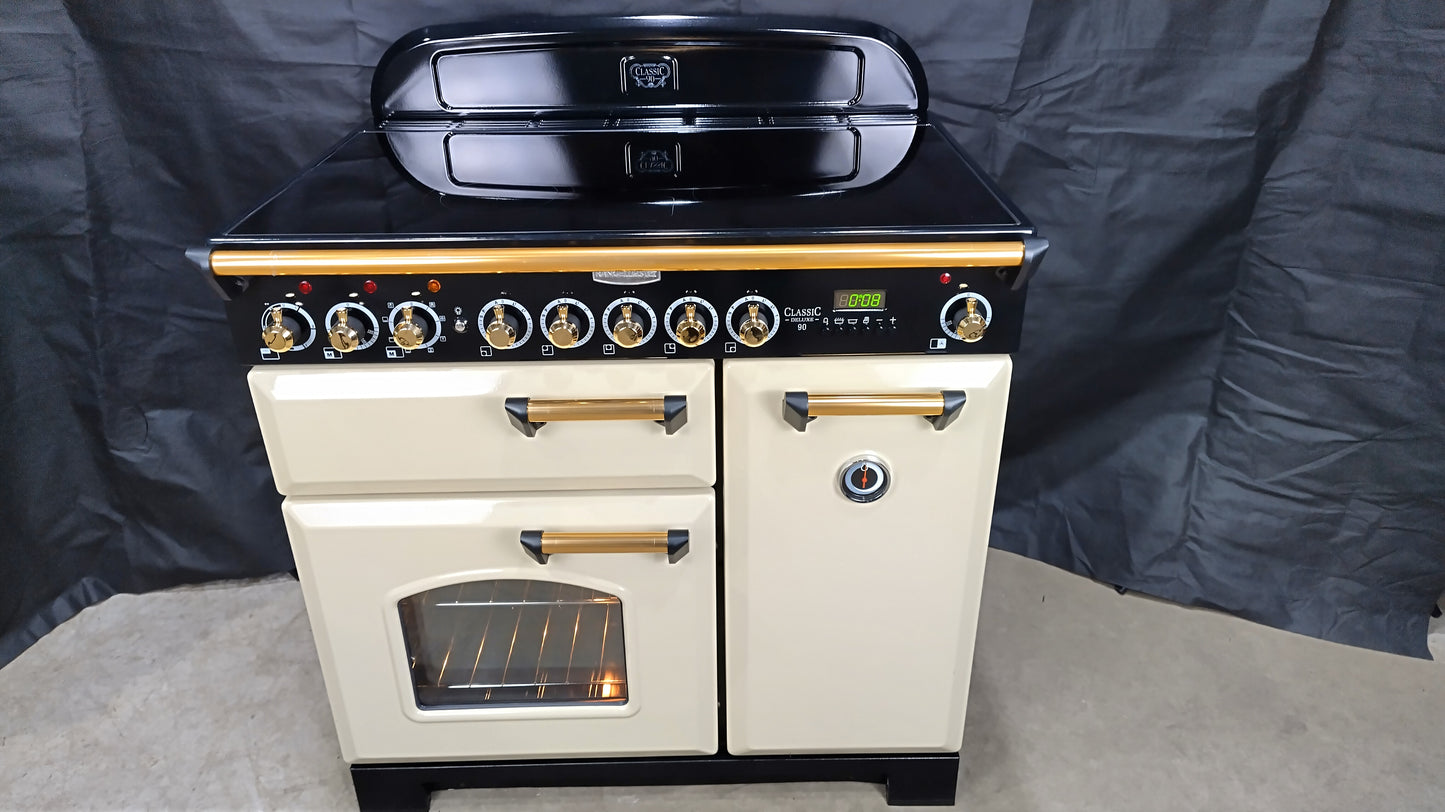 Rangemaster Classic Deluxe 90 cm Induction/Electric Range Cooker, Cream