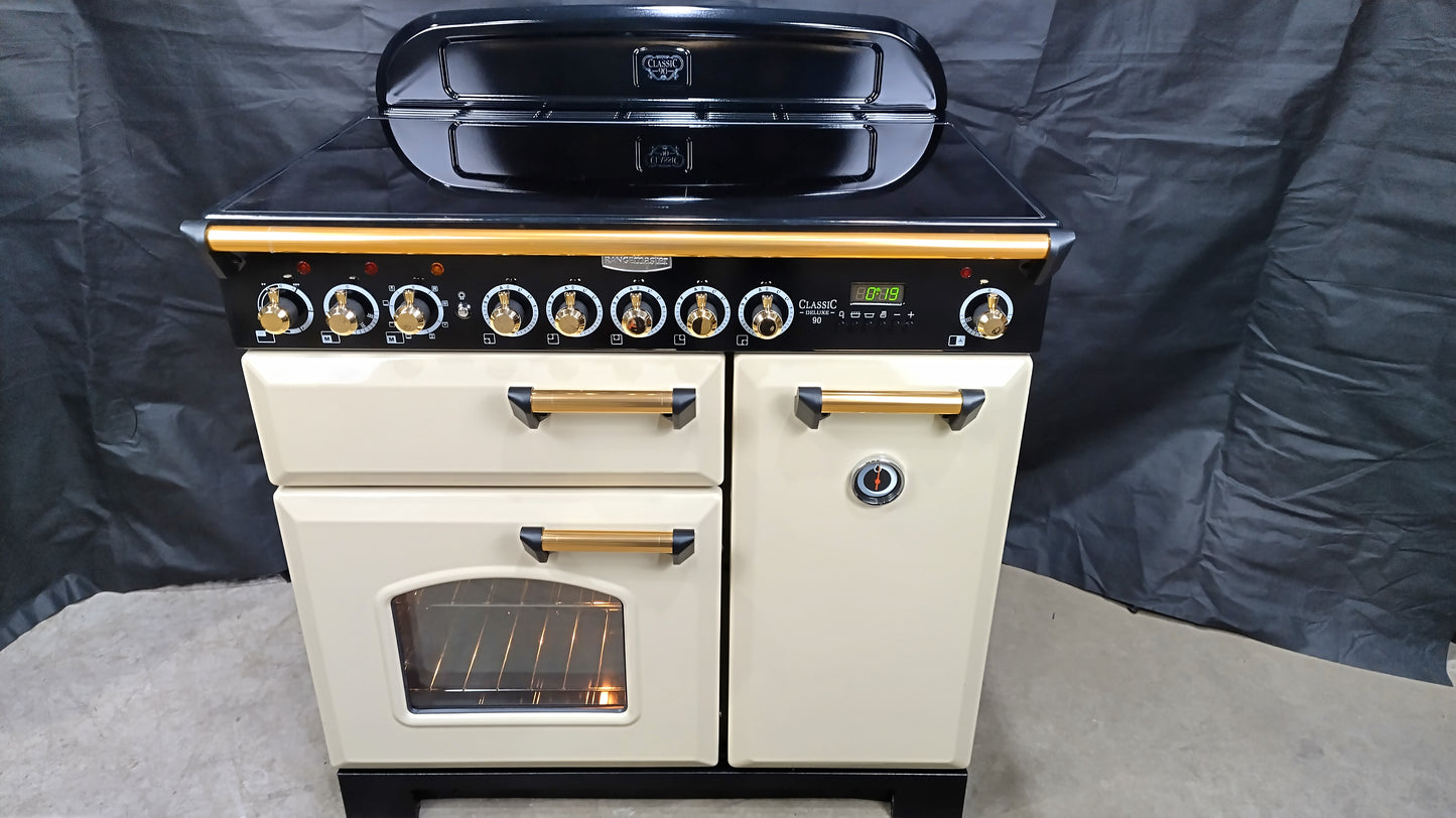 Rangemaster Classic Deluxe 90 cm Induction/Electric Range Cooker, Cream
