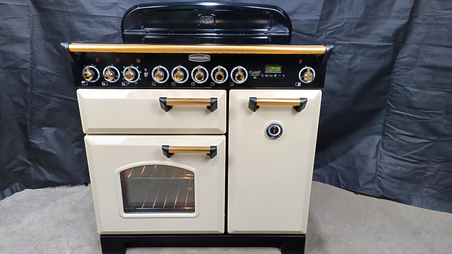 Rangemaster Classic Deluxe 90 cm Induction/Electric Range Cooker, Cream